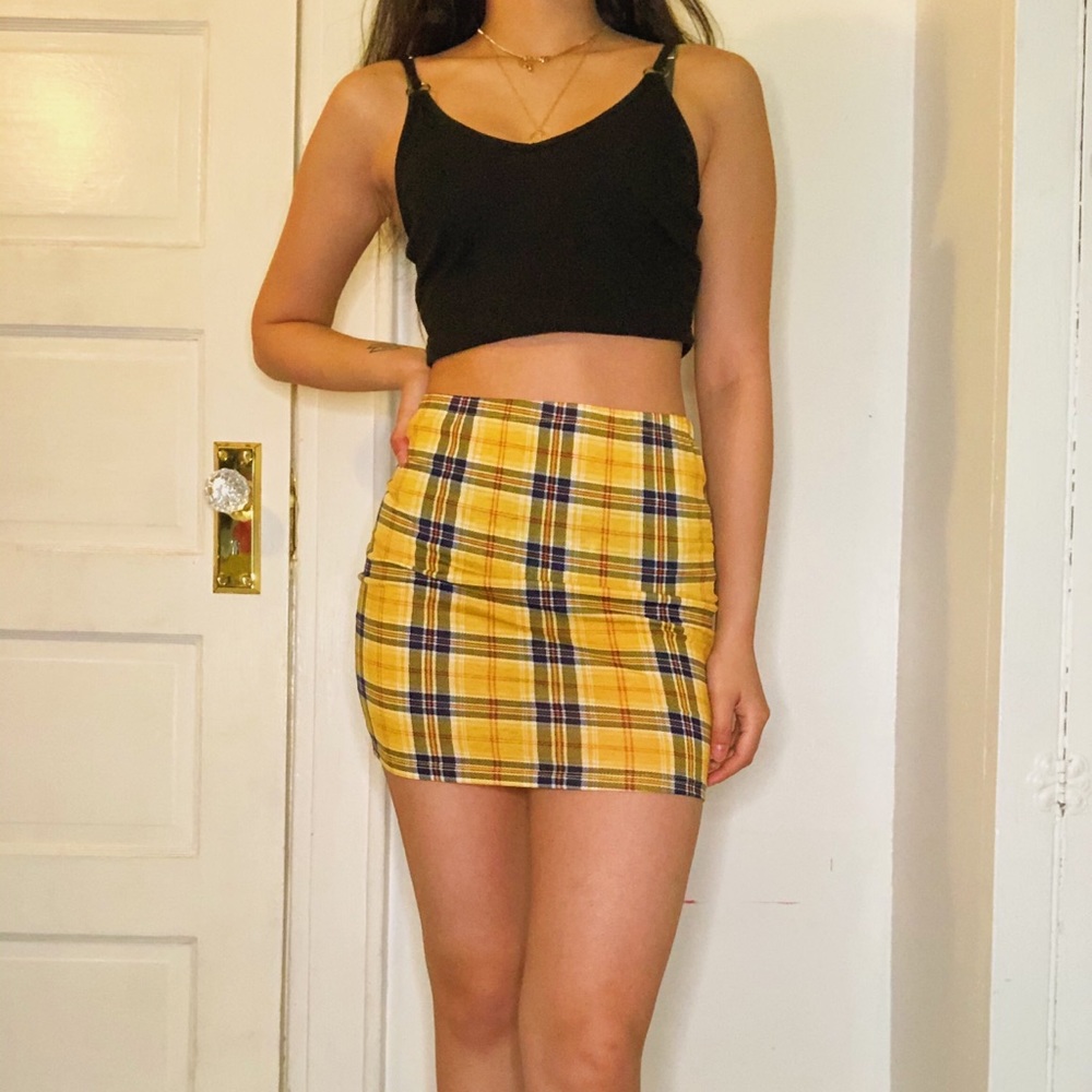 Yellow plaid skirt